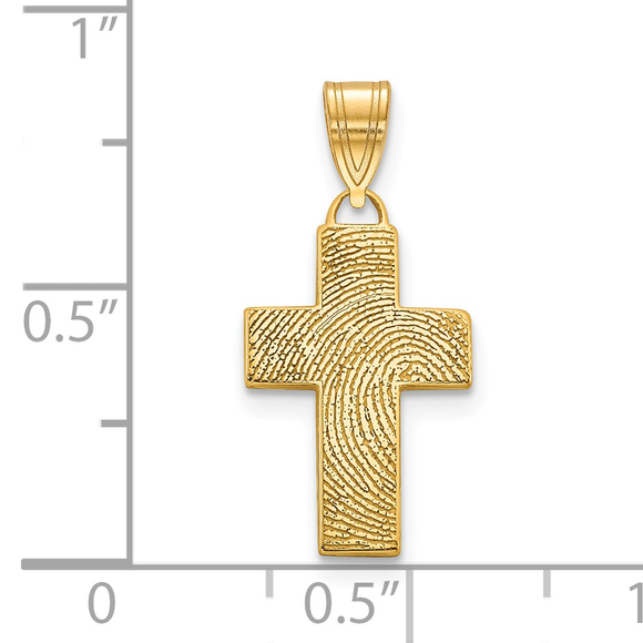 Sterling Silver/Gold-plated Small Cross Fingerprint Pendant - Picture 2 of 2